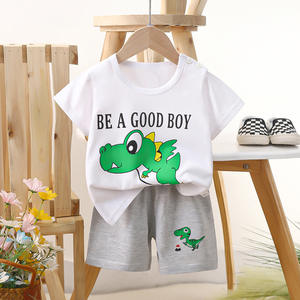 Conjunto de manga corta de algodón informal para niños, nuevo conjunto de verano con patrón de dibujos animados, <span class=keywords><strong>camiseta</strong></span> para niños y niñas, ropa ligera para bebés - Product Image 6