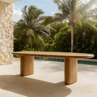 Moderner Outdoor-Teakholz-Sessel mit Seilgeflecht-Detail, Luxuriöser Garten-Loungesessel mit Wasserfestem Kissen für Villa und Poolbereich