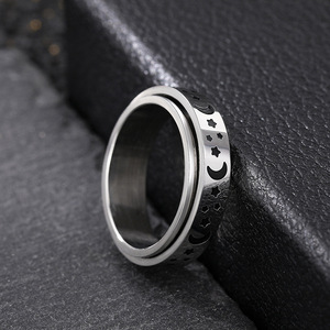 Bague rotative étoile et lune pour hommes et femmes, accessoires unisexes pour usage quotidien - Product Image 3