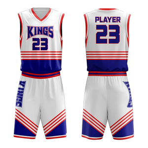 Ensemble Maillot et Short de Basketball Homme et Garçon Été Bleu Marine Blanc Rouge Personnalisable Nom Numéro d'Équipe Tenue Sublimée Sans Manches - Product Image 4