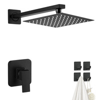 Ensemble de douche encastré - Pomme de douche noire encastrée au mur, norme américaine NPT, best-seller, mitigeur de douche encastré quatre voies chaud/froid