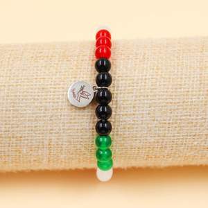 Customized LOGO Palestine <b>Map</b> Bracelet with Stainless Steel Peace dove Pendant Chalcedony Agate Stone Beaded Elastic Bracelet - Product Image 6
