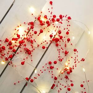 Guirnalda de luces de hadas de perlas LED rojas con pilas para cumpleaños festivo, boda, decoraciones de Navidad DIY - Product Image 4