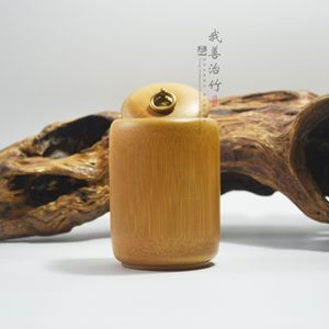 Bamboo Tea Canister With Lotus Carving Wooden Lid Storage Jar For Tea Cake Household Use Chongqing Craft - Product Image 3