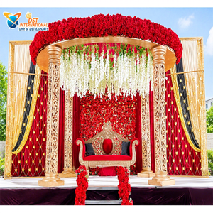 Mandap de boda de forma redonda de palacio real dorado, temática interior, dorado, tradicional, tallado, para boda - Product Image 1