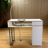 Meubles de salon de manucure de style moderne, table de manucure en marbre blanc brillant