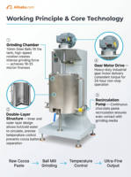 Nouvelle machine à broyer les billes de chocolat en acier inoxydable de 100 L, raffineur, finesse de broyage 20-22 µm, puissance 10,5 kW pour les préparations à étaler