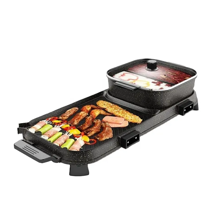 Rauchfreier 2-in-1-Hot-Pot Elektro grill Getrennter Hot-Pot-Grill Antihaft-Elektro-Hot-Pot und Grill