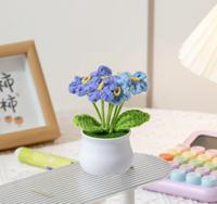 Pot tricoté à la main plante fini Crochet bouquet de fleurs pour la décoration de la maison fleur artificielle idée cadeau