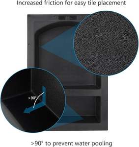 رف حمام مدمج مقاوم للماء مقاس 17 × 25 بوصة مصنوع من البلاستيك ABS مع رفوف مزدوجة للفنادق والمنازل - Product Image 5