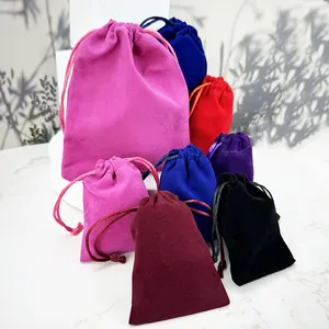 Manufacturer Wholesale Flannel Jewelry Packaging Pouches RTS High End Velvet Drawstring Bag Pouch For Cosmetic Makeup Eyelashes