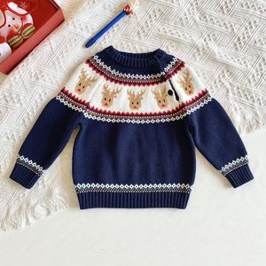 <span class=keywords><strong>Pull</strong></span> de fête de Noël pour bébés et enfants garçons et filles <span class=keywords><strong>Pull</strong></span> en pur coton cerf fait main Jacquard pour le nouvel an - Product Image 4