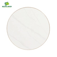 Table de jardin carrée ou ronde en pierre frittée, avec bord en aluminium, étanche, plateau blanc pour l'hôtellerie et la restauration