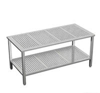 Table de travail professionnelle en acier inoxydable à double plateau pour restaurants, table de pétrissage et de poinçonnage pour hôtels
