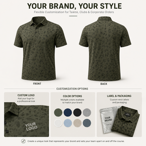 Polo de Golf Personalizado Premium para Hombre, Color Oliva, con Estampado, de Alto Rendimiento, Absorbente de Humedad, Marca Privada, Ropa Corporativa - Product Image 3