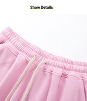 Celana Pendek Pria OEM Baru Berkualitas Tinggi, Bahan Katun French Terry 100% Solid, Bernapas, Anti-UV, Pinggang Sedang, Tali Serut, 360g