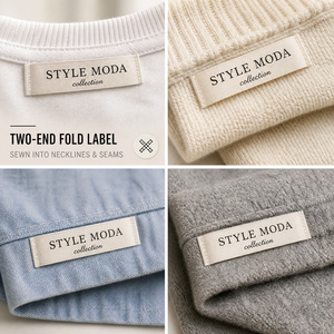 Umwelt freundliche Baumwolle gewebte Kleidung Tags & Etiketten für Kleidungs stück Custom ized Logo End Fold Woven Label - Product Image 2