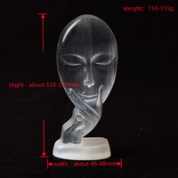 Statue de Sélénite Naturelle Silencieuse, Masque de Penseur en Gypse Blanc Sculpté à la Main, Figurine en Cristal de Sélénite pour la Décoration