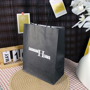 Bolsa de Regalo de Papel Kraft de Lujo con Logotipo Impreso Personalizado, Reciclable, para Zapatos, Ropa y Compras - Product Image 1