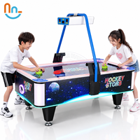 Joy2fun Table de hockey sur air en métal à thème spatial, à monnayeur, avec éclairage LED, machine de jeu d'arcade, anglais/espagnol, pour enfants et adultes