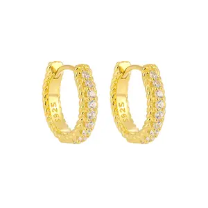 bulk wholesale pave CZ heart charm pendant dangle earring copper gold hoop earrings women fashion jewelry earrings GSE209