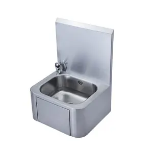 Knee Operated Industrial Utility Kitchen Wall Hung Washbasin Stainless Steel Knee Operated Commercial Hand Wash Sink