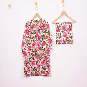 Ensemble de pyjama imprimé floral d'excellente qualité - Vêtements de nuit en coton artisanal, vêtements de nuit et de détente bohèmes pour femmes, cadeau d'été - Product Image 1