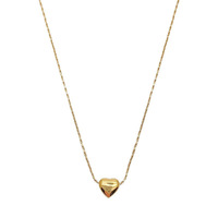 Collar de Acero Inoxidable de 18 Pulgadas Sin Plomo, Chapado en Oro de 18K PVD, Cadena Ultrafina Cómoda con Colgante de Corazón Pequeño