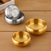 Bol rond à double paroi en acier inoxydable 304 de style coréen, utilisation en restaurant pour le riz, la soupe de ramen, les nouilles, la salade