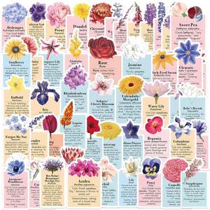 50PCS estilo de tinta romántico floral significado simbolismo literatura flor lenguaje pegatina - Product Image 1