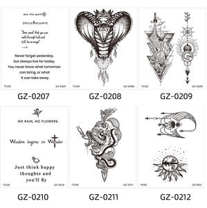 Tatouages temporaires semi-permanents personnalisés autocollants imperméables faux corps bras main épaule tatouages <span class=keywords><strong>pour</strong></span> hommes minuscules tatouages noirs - Product Image 5