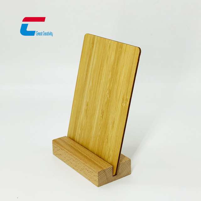Customized NFC Wood Plate Stand QR NFC Plaque Table Menu Display Restaurant Wooden NFC Review Stand