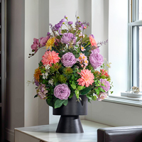 Bouquet de fleurs artificielles en soie réaliste fait main, lotus, dans un vase, centre de table pour mariage, Noël, remise de diplôme, décoration de la maison