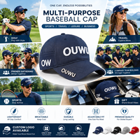 Casquette de golf en coton et élasthanne, casquette de baseball extensible, 6 panneaux, respirante, chapeau de soleil, logo personnalisé, multicolore, fabrication OEM