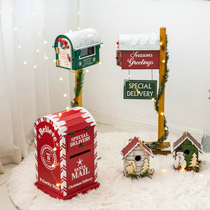 Décoration de Noël festive : Boîte aux <span class=keywords><strong>lettres</strong></span> rustique en <span class=keywords><strong>bois</strong></span> <span class=keywords><strong>à</strong></span> suspendre pour fenêtre, porche ou scène de vacances - Product Image 3