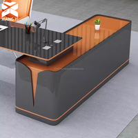 Bureau de direction moderne en laque, table de bureau modulaire de style piano, mobilier de bureau de luxe pour entreprises