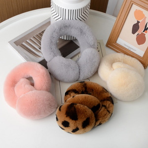 100% 天然レックスウサギの毛皮のイヤーマフ快適な毛皮のような暖かいフロストプルーフ女性用冬用 - Product Image 4