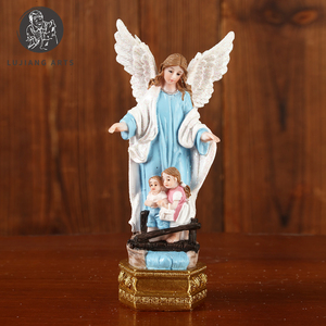 Estatuas de Ángel de 6 pulgadas, escultura de Ángel de resina, decoración de Ángel rosa y azul en la Base, figuritas, regalo religioso - Product Image 3