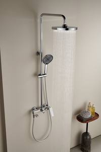 Mitigeur moderne en chrome poli Ensemble de robinets de salle de bains pour bain de pluie et douche 3 fonctions Vaporisateur doux et chaud Ascenseur mural - Product Image 2