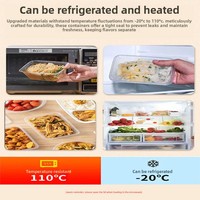 Boîte d'emballage alimentaire rectangulaire jetable à double compartiment, en PP de qualité alimentaire, épaisse et écologique