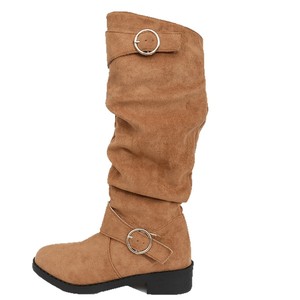 2025 automne hiver dames mode bottes nouveau transfrontalier grande <span class=keywords><strong>taille</strong></span> couleur unie talon épais sans lacet fermeture daim ceinture boucle - Product Image 5