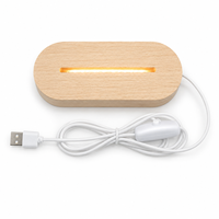 Vente en gros de conception moderne avec logo personnalisé veilleuse en acrylique lumière de base à LED blanc chaud pour chambre à coucher commande en gros de base en bois