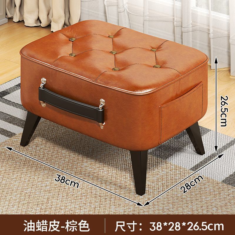 Seven Star Handbag Stool Brown Oil Waxed Leather