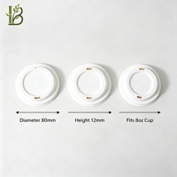 Couvercle de tasse biodégradable 80-90 mm, résistant à la chaleur, en résidus de canne à sucre, jetable, rond, design moderne et minimaliste