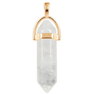 Kalung kristal kualitas tinggi liontin Chakra rantai baja tahan karat liontin kristal batu alam segi enam bentuk peluru - Product Image 5