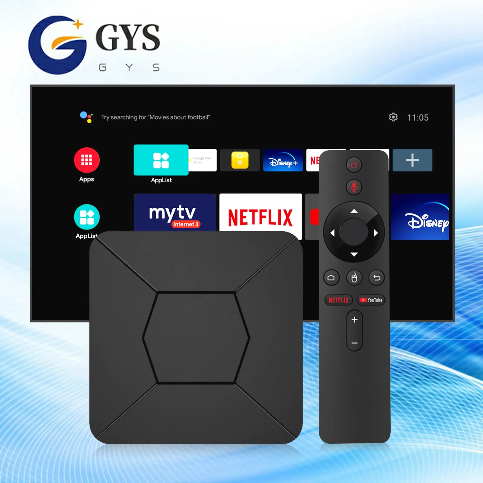 GYS Logotipo personalizado ATV Android Box 4K TV Versión Allwinner Quad Core 2GB RAM Smart TV Box