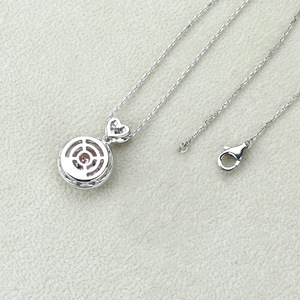 Collar con Colgante de Circonita Rosa, Chapado en Plata, con Dije de Corazón, Joyería Romántica para Mujer, Corte Brillante Redondo, Engaste de Garra, Aleación - Product Image 5