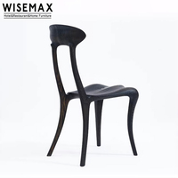 WISEMAX FURNITURE Mobilier design français pour la maison Cadre en bois frêne noir Dossier haut Ensemble table à manger 6 chaises pour restaurant