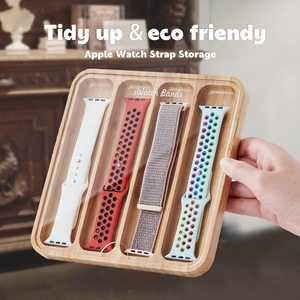 กล่องเก็บสายนาฬิกาไม้ กล่องจัดระเบียบหลายช่องสำหรับสาย Apple Watch กล่องจัดระเบียบแบบตั้งโต๊ะ - Product Image 2