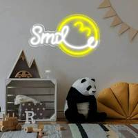 Enseigne néon LED Smiley Face, jaune, à intensité variable, enseignes lumineuses Smiley Face